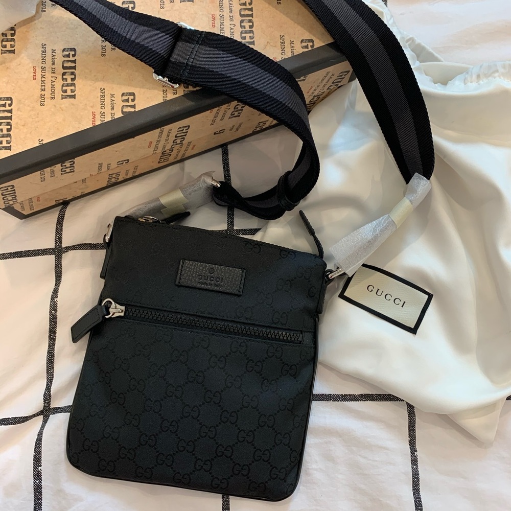 Gucci Shoulder Crossbogy Gg Web Black Nylon Bag